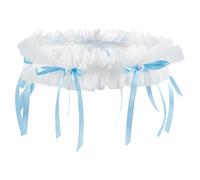 WADORN Wedding Garters for Bride, Elegant Stretchable Lace Bow Garter White Lace Blue Bows Leg Garters for Bridal Accessories Women Engagement Gift Wedding Decorations Valentines Day