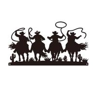 WADORN Western Cowboy Metal Wall Art Decor, 14.9x8.2 Inch Vintage Cowboy Metal Wall Art Sculpture Decorative Black Horse Western Hanging Ornament for Office Home Living room Bedroom Bathroom