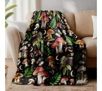 WADORN Wild Forest Mushrooms Throw Blanket, Cozy Soft Mushroom Flowers Leaves Throw Blanket Fuzzy Flannel Fleece Blankets Plants Lovers Gifts for Office Living Room Sofa Bed Couch Chairs, 59x51 Inch