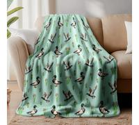 WADORN Wild Mallard Duck Throw Blanket, Cozy Soft Ducks Reeds Throw Blanket Fuzzy Flannel Fleece Animal Blankets Decorative Duck Lover Gifts for Office Living Room Sofa Bed Couch Chairs, 59x51 Inch
