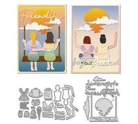 WADORN Woman Back Friendship Cutting Dies, Carbon Steel Friendship Cutting Dies Cut Stencils Character Dress Up Woman Back Embossing Stencils Template for DIY Scrapbooking Album Craft Paper Card Decor