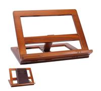 WADORN Wooden Book Stand, Adjustable Cookbook Holders for Kitchen Counter Chocolate Bible Stand for Reading Hands Free Recipe Holder for Laptop Textbook Bible File Documents 11.7" x18.4"