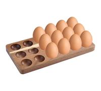 WADORN Wooden Egg Holder for 18 Eggs Small Charcuterie Board Countertop Display Storage 11.4x5.6x0.7 Inch for Kitchen Refrigerator Easter Party and Fresh Deviled Egg Storage, Brown