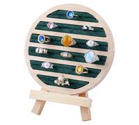 WADORN Wooden Jewelry Display Tray, 6 Long Slots Stackable Jewelry Display Storage Holder with Velvet Insert for Ring Earring Flat Round Organizer Tray with Wood Support for Drawer Retail Show, Green