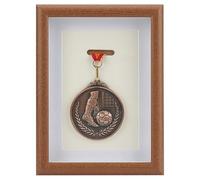 WADORN Wooden Medal Display Case, Wooden Medal Shadow Box with Glass for Displaying Medals Wooden Wall Mounted Photo Frame Gift for Collectors Running Marathon Sprint medals trophies, Camel