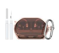 WADVCU for JBL Soundgear Clips Clear Case Cover with Cleaner kit, Drop Protective Soft TPU Transparent Shell Compatible with JBL Soundgear Clips Earbuds Charging Case with Keychain(Clear Brown)