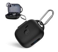 WADVCU for Soundcore C30i Case Cover, Silicone Protective Scratch Shock Resistant Logo Visible Design Cover Compatible with Soundcore C30i by Anker Open-Ear Earbuds Charging Case with Carabiner-Black