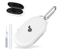 WADVCU for Soundcore V20i by Anker Case Cover with Cleaner Kit, Silicone Shockproof Protective Logo Visible Design Cover with Anker Soundcore V20i Earbuds Charging Case with Carabiner-White