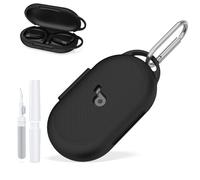 WADVCU for Soundcore V20i by Anker Case Cover with Cleaner Kit, Silicone Shockproof Protective Logo Visible Design Cover with Anker Soundcore V20i Earbuds Charging Case with Carabiner-Black