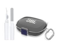 WADVCU [Upgrade Secure Lock] for JBL Endurance Peak 4 Case Cover with Cleaner kit, Protective PC Transparent Hard Shell Compatible with JBL Endurance Peak 4 Earbuds Charging Case with Keychain(Clear)