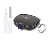 WADVCU [Upgrade Secure Lock] for JBL Endurance Peak 4 Case Cover with Cleaner kit, Protective PC Transparent Hard Shell Compatible with JBL Endurance Peak 4 Charging Case with Keychain(Clear Grey)