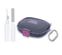 WADVCU [Upgrade Secure Lock] for JBL Endurance Peak 4 Case Cover with Cleaner kit, Protective PC Transparent Hard Shell Compatible with JBL Endurance Peak 4 Charging Case with Keychain(Clear Purple)