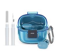 WADVCU [Upgrade Secure Lock] for JBL Tune Buds 2 Case Cover with Cleaner kit, Protective PC Transparent Hard Shell Compatible with JBL Tune Buds 2 Earbuds Charging Case with Keychain(Clear Blue)