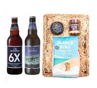 Wadworth Brewery Premium Beer Wicker Tray | 6X Amber Ale 4.3% & Swordfish Rum Infused Ale 5% | Snowdonia Black Bomber Cheese | Stokes Beer Chutney | Blanco Niño Tortilla Chips | Gift Hamper