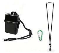 WADY 1 Piece Diving Waterproof Box, Diving Transport Rafting Key Box Waterproof Seal Box Dry Box Swimming Safe with Carabiner Hook and Nylon Cord, black, 11.9 x 9.4 x 3.6 cm, Sporty