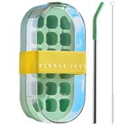 WADY 2-in-1 Ice Cube Bottle with Lid | Ice Cube Tray & Water Bottle | Perfect for Home, Office, Picnic, Camping | Ice Cube Tray & Box (Green)