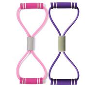 WADY 3-in-1 Resistance Band with Handles - Adjustable Figure 8 Chest Expander, Yoga Pull Rope & Arm Toner for Home Gym, Strength Training & Shoulder Rehabilitation (Purple+Pink)