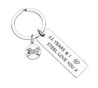Waeceip 11 Year Anniversary Keyring 11th Anniversary Wedding Gifts for Her Him I Love You Gifts for Wife Husband Boyfriend Girlfriend Keyring for Couples Hubby Wifey Present 11 Year Wedding Present