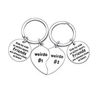 Waeceip 2PCs Weirdo 1 And Weirdo 2 keyring Friendship Gifts Best Friends Gifts For 2 Keychain Set Gifts For Friends Long Distance Gifts Jewellery (2PCs Weirdo #1#2 Style1)