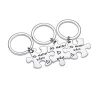 Waeceip 3PCs Best Friend Keychain Long Distance Friendship Gift No Matter Where What When Puzzle Keychain Keyring For Sister Graduation Gifts (No Matter Where What When)