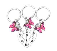 Waeceip 3Pcs Friendship Matching Keyring for Best Friend Keyring Long Distance Friendship Gifts for Women Friends Besties Sister Christmas Birthday Present Butterfly Jewelry Best Friend Jewelry