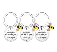 Waeceip 3pcs Teacher Keyring Bee Gifts For Teacher Christmas Graduation Gifts For Teachers Mentor Teachers Thank You Appreciate Gifts From Students (the differenc you make)