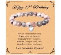 Waeceip Birthday Bracelets, 12/13/14/15/17/16/18/20/21/30/40/50 Birthday Gifts for Girls Women, Natural Stone Heart Bracelets for Daughter Sister Friends Nanny Mom (19th)