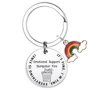 Waeceip Emotional Support Dumpster Fire Gift Funny Gift for Coworkers Employee Office Keychain for Men Women Bosses Leader Manager