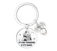 Waeceip Funny Book Keyring for Bookish Gifts Funny Dragon Gifts for Book Lover Reader Bookworm Bookish Present Books Accessories for Reading Lovers Birthday Present