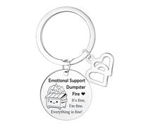 Waeceip Funny Keyring for Coworker Friends Boss Colleague Present Emotional Support Gifts for Women Men Funny Dumpster Fire Gift Inspirational Gifts for Friend Christmas Birthday Present