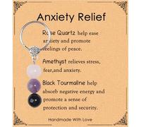 Waeceip Healing Crystals Keyring for New Beginnings Gifts for Women Protection Crystals Keyring Natural Crystal Gifts for Friends Coworker Good Luck Gift Anxiety Relief Gift (Anxiety Relief)