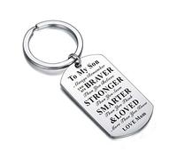 Waeceip Inspirational Keychain Daughter Son Gifts Always Remember You are Braver Keyring Graduation Gifts Family Gifts from Dad Mom (Son Mom)