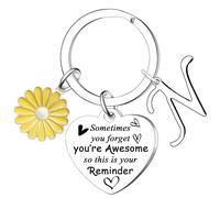 Waeceip Inspirational Keyring Sometimes You Forget You're Awesome Letter Keyring Initial Alphabet Keychain Graduation Gifts (N)