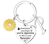 Waeceip Inspirational Keyring Sometimes You Forget You're Awesome Letter Keyring Initial Alphabet Keychain Graduation Gifts (P)