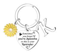 Waeceip Inspirational Keyring Sometimes You Forget You're Awesome Letter Keyring Initial Alphabet Keychain Graduation Gifts (K)