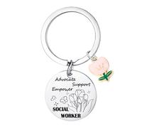 Waeceip Thank You Gifts for Social Worker Keyring for Social Worker Appreciation Gift for Socials Work Month Gifts Flower Jewelry for Community Coworker Colleagues Thank You Keyring