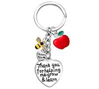 Waeceip Thank You Gifts For Teacher Key ring Teaching Assistant, Nursery Teacher Keyring Appreciation Teacher Gift Keychain Key chain Thank You For Helping Me Grow & Learn Silver