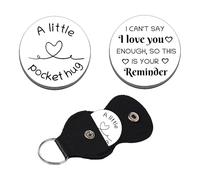 Waeceip Valentines Day Gifts for Couples Pocket Hug Token Gift for Men Women Boyfriend Girlfriend Husband Wife Anniversary Wedding Gifts for Couples Leather Pocket Coin Gift for Him Her