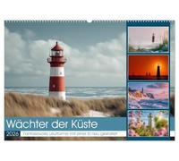 Wächter der Küste (Wandkalender 2026 DIN A2 quer), CALVENDO Monatskalender: Dieser hochwertige Wandkalender zeigt zwölf ikonische Leuchttürme, die in ... und Weite den Seeleuten den Weg weisen.