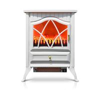 Wärme Electric Stove Heater 1800W - Electric Log Burner - Indoor Log/Wood Burner/Burning Effect, Free Standing Fire, Portable Fireplace, LED Flame, White