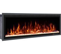 Wärme Firebox Panoramic 42" 107cm Electric Fireplace for Media Walls - Low-Reflection Glass, Logs & Crystals Included, Multi-Colour Flames, Super-Quiet 40dB Fan Heater, Remote Control