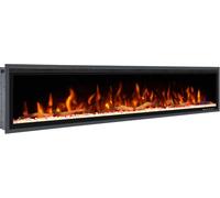 Wärme Firebox Panoramic 72" 183cm Electric Fireplace for Media Walls - Low-Reflection Glass, Logs & Crystals Included, Multi-Colour Flames, Super-Quiet 40dB Fan Heater, Remote Control