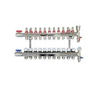 Wärmer System 11 Port Underfloor Heating Complete Manifold with Pipe Connections, Ball Valves, Automatic Air Vent and Pressure Gauge End Unit (15mm eurocones)