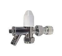 Wärmer System 15mm x 1/2 Angled Radiator Valve, Lockshield Angled Radiator Valve with Drain Off (Angled Lockshield Valve)