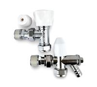 Wärmer System 15mm x 1/2 Angled Radiator Valve, Lockshield Angled Radiator Valve with Drain Off (Radiator Valve Set)