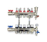Wärmer System 5 Port Underfloor Heating Complete Manifold with Pipe Connections, Ball Valves, Automatic Air Vent and Pressure Gauge End Unit (16mm eurocone)