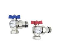Wärmer System Angle Isolation Ball Valve with Temperature Gauges Set 1 inch