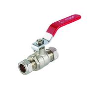 Wärmer System Ball Valve, 15mm Compression Fitting, Full Bore Red Lever Handle, ISO 9001 Certified