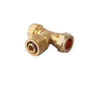 Wärmer System Brass Reducing Tee, 15mm Copper to 16mm Multilayer Pipe Compression Fitting