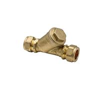 Wärmer System Brass Y Strainer with Stainless Steel Mesh Filter, Compression Fitting for Hot and Cold Water Systems, 15mm
